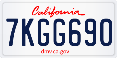 CA license plate 7KGG690
