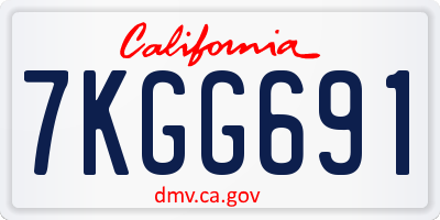 CA license plate 7KGG691