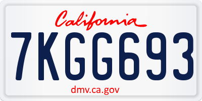 CA license plate 7KGG693