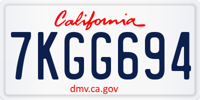 CA license plate 7KGG694