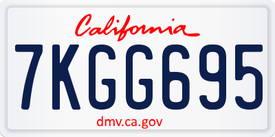 CA license plate 7KGG695