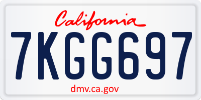 CA license plate 7KGG697