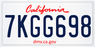 CA license plate 7KGG698