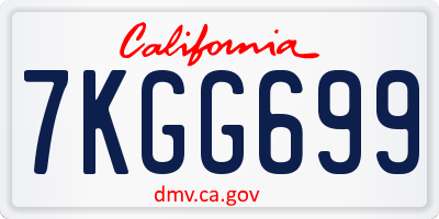 CA license plate 7KGG699