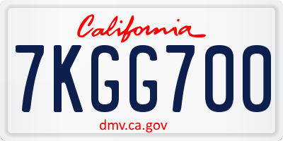 CA license plate 7KGG700