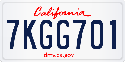 CA license plate 7KGG701