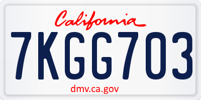 CA license plate 7KGG703