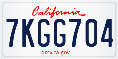 CA license plate 7KGG704