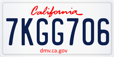 CA license plate 7KGG706