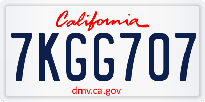CA license plate 7KGG707