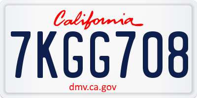 CA license plate 7KGG708