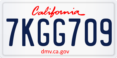 CA license plate 7KGG709