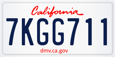 CA license plate 7KGG711