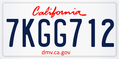 CA license plate 7KGG712