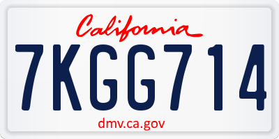 CA license plate 7KGG714