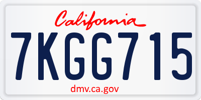 CA license plate 7KGG715