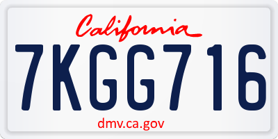 CA license plate 7KGG716