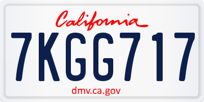 CA license plate 7KGG717