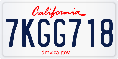 CA license plate 7KGG718