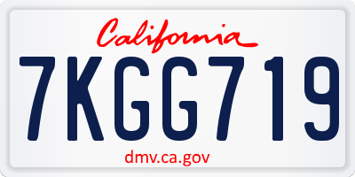 CA license plate 7KGG719