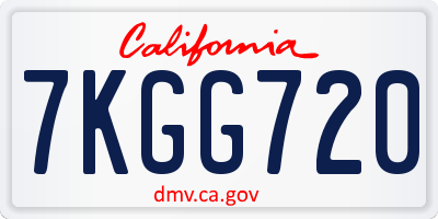 CA license plate 7KGG720