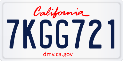 CA license plate 7KGG721