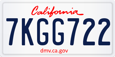 CA license plate 7KGG722