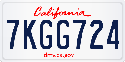CA license plate 7KGG724