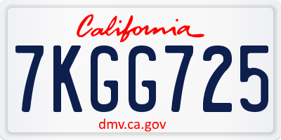 CA license plate 7KGG725