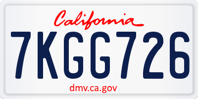 CA license plate 7KGG726