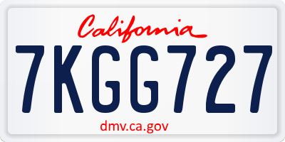 CA license plate 7KGG727