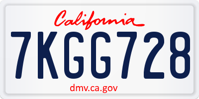 CA license plate 7KGG728