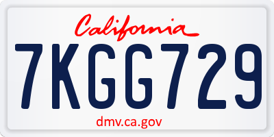 CA license plate 7KGG729