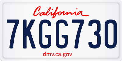CA license plate 7KGG730