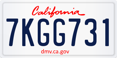 CA license plate 7KGG731