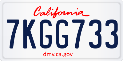 CA license plate 7KGG733
