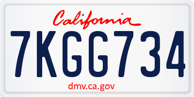 CA license plate 7KGG734