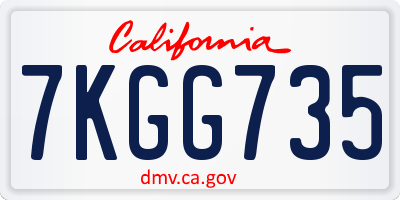 CA license plate 7KGG735