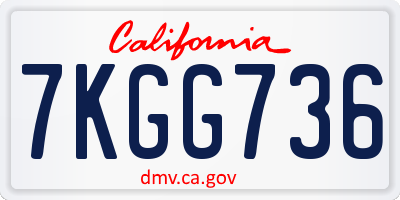 CA license plate 7KGG736