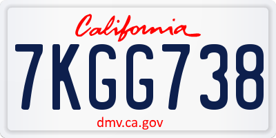 CA license plate 7KGG738