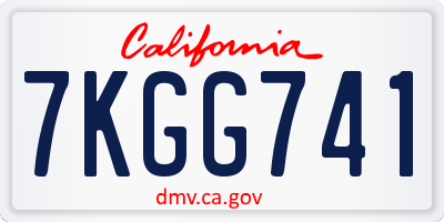 CA license plate 7KGG741