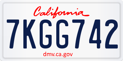 CA license plate 7KGG742