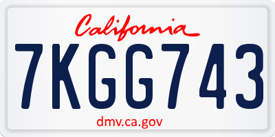 CA license plate 7KGG743