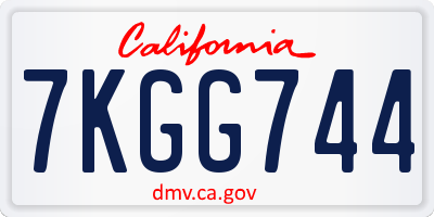 CA license plate 7KGG744