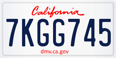CA license plate 7KGG745