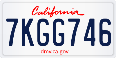 CA license plate 7KGG746