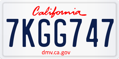 CA license plate 7KGG747