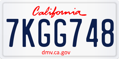 CA license plate 7KGG748