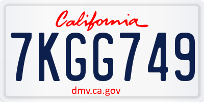 CA license plate 7KGG749