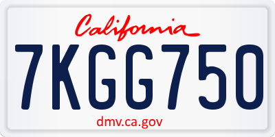 CA license plate 7KGG750
